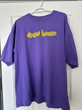 drew house Purple Tee with Yellow Logo
